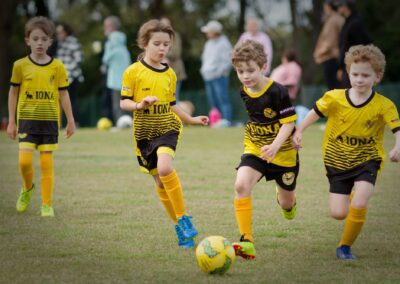 kids chasing soccer ball